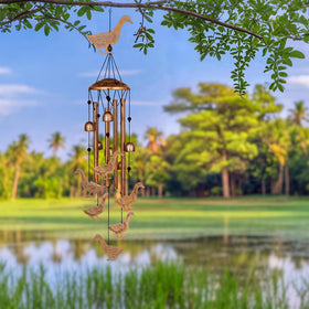 GDNSFIT duck wind chimes hung on a patio or yard eave.