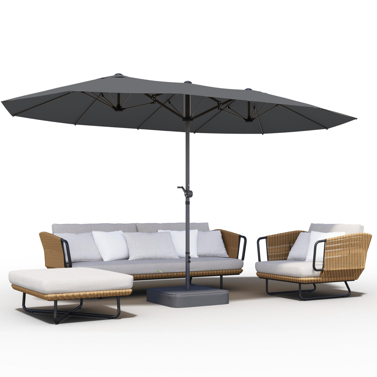 GDPFN 15ft patio umbrella with base included casting broad shade for outdoor spaces.