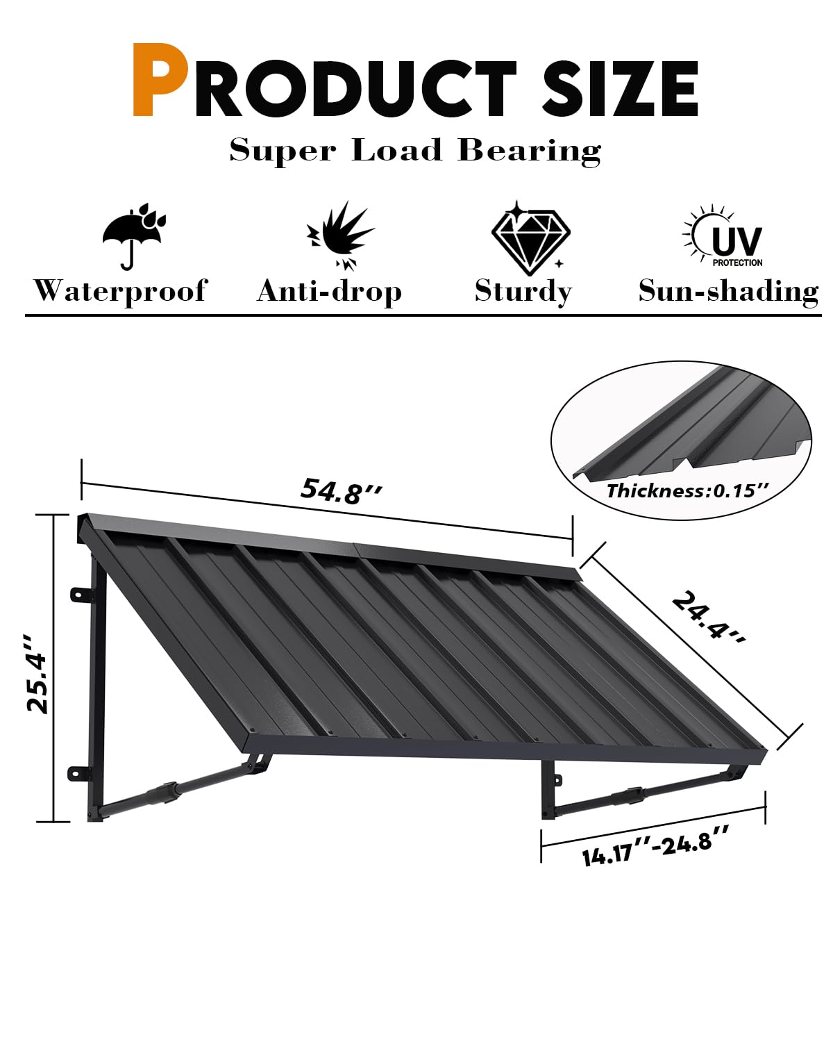GDPFN awning demonstrates its smart drainage design diverting rainwater.