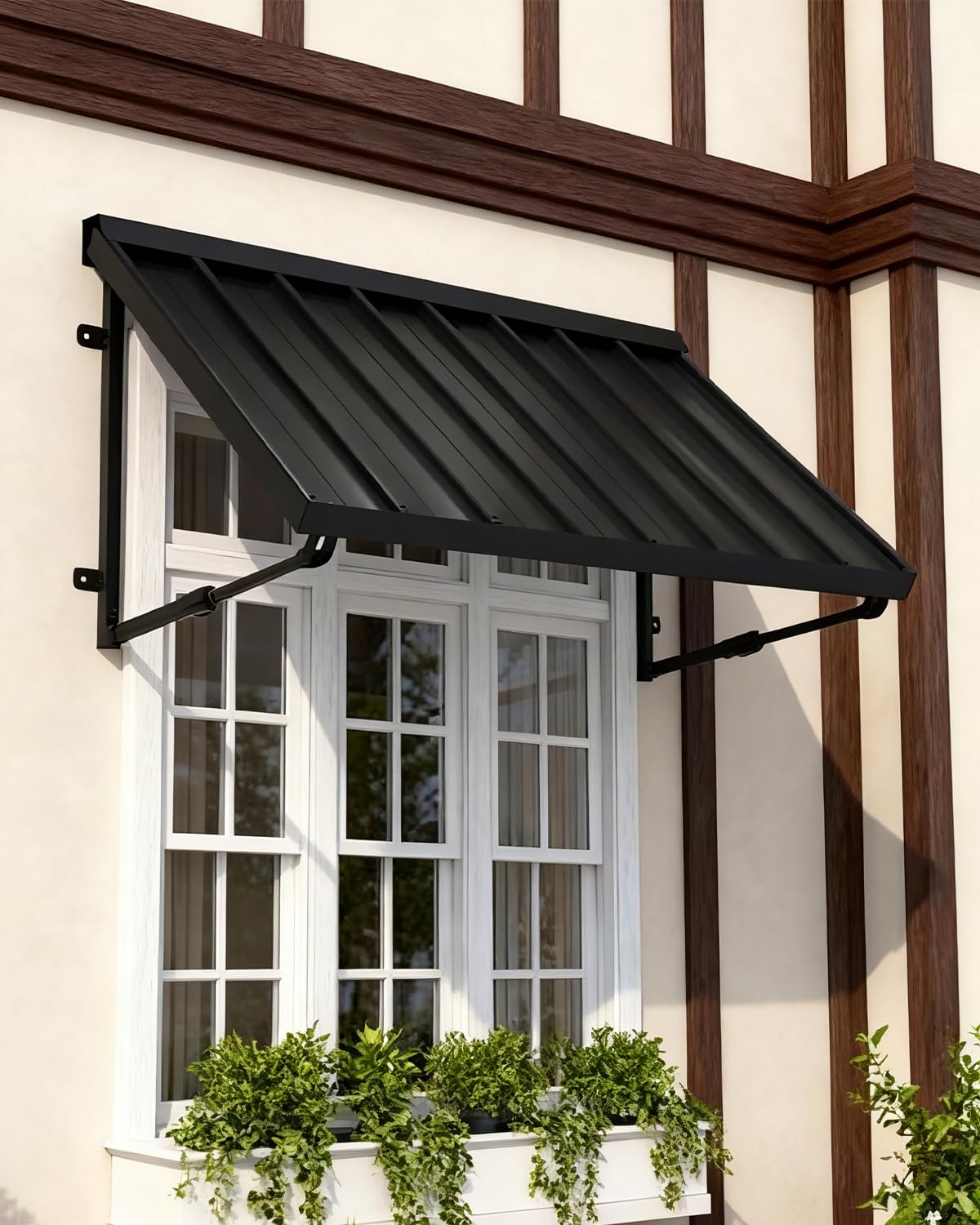 GDPFN metal awning over the front door provides shade and rain protection.