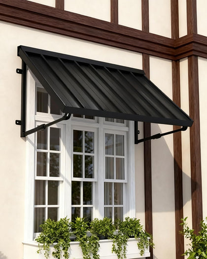 GDPFN metal awning over the front door provides shade and rain protection.