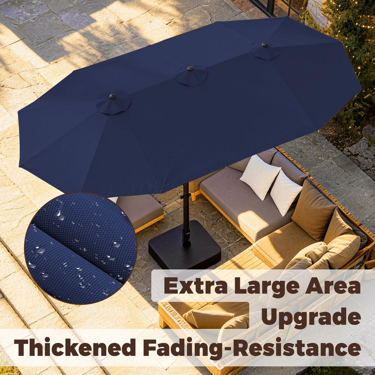 GDPFN navy blue canopy enhances poolside ambiance