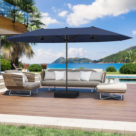GDPFN 15ft patio umbrella open over poolside seating for cool shade