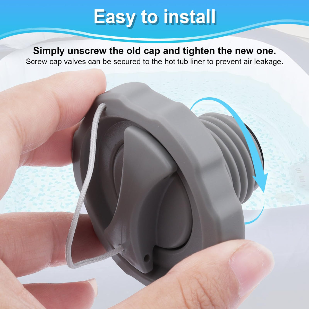 GDW P05767 easy installation guide shows quick screwdriver-free cap replacement.