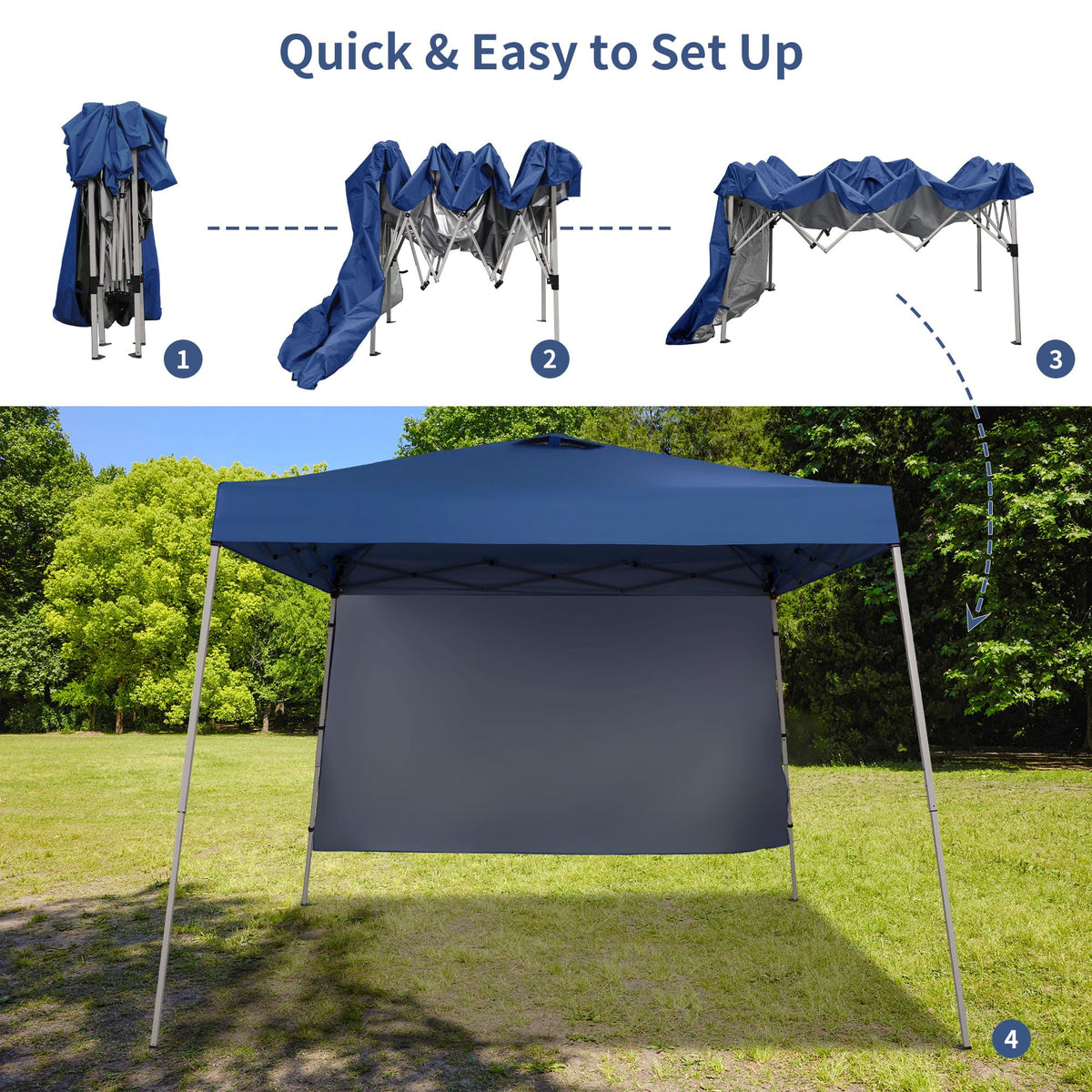 GDY navy blue pop-up tent setup for quick outdoor shade