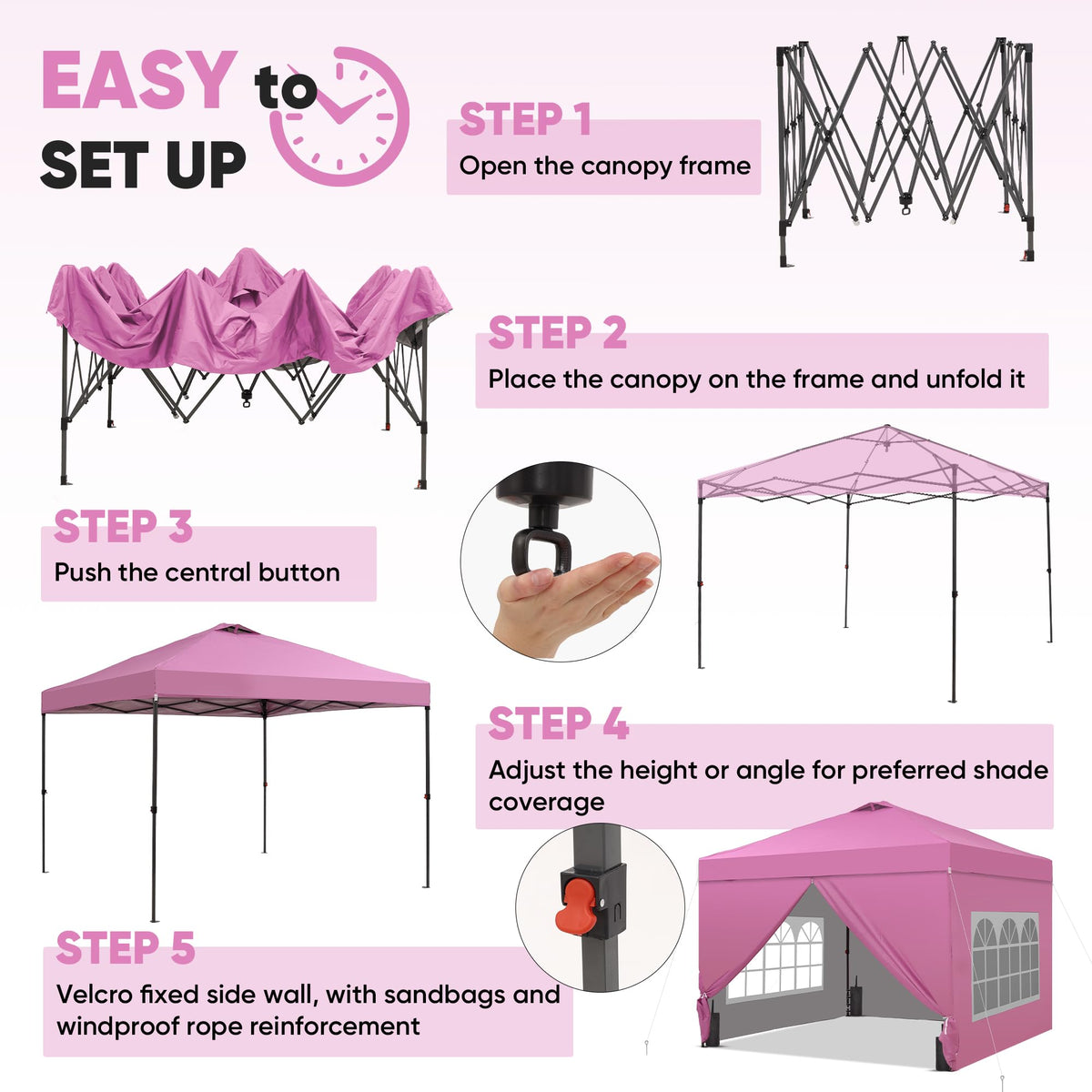 GDY pink gazebo with wheels and bag for easy event transport.