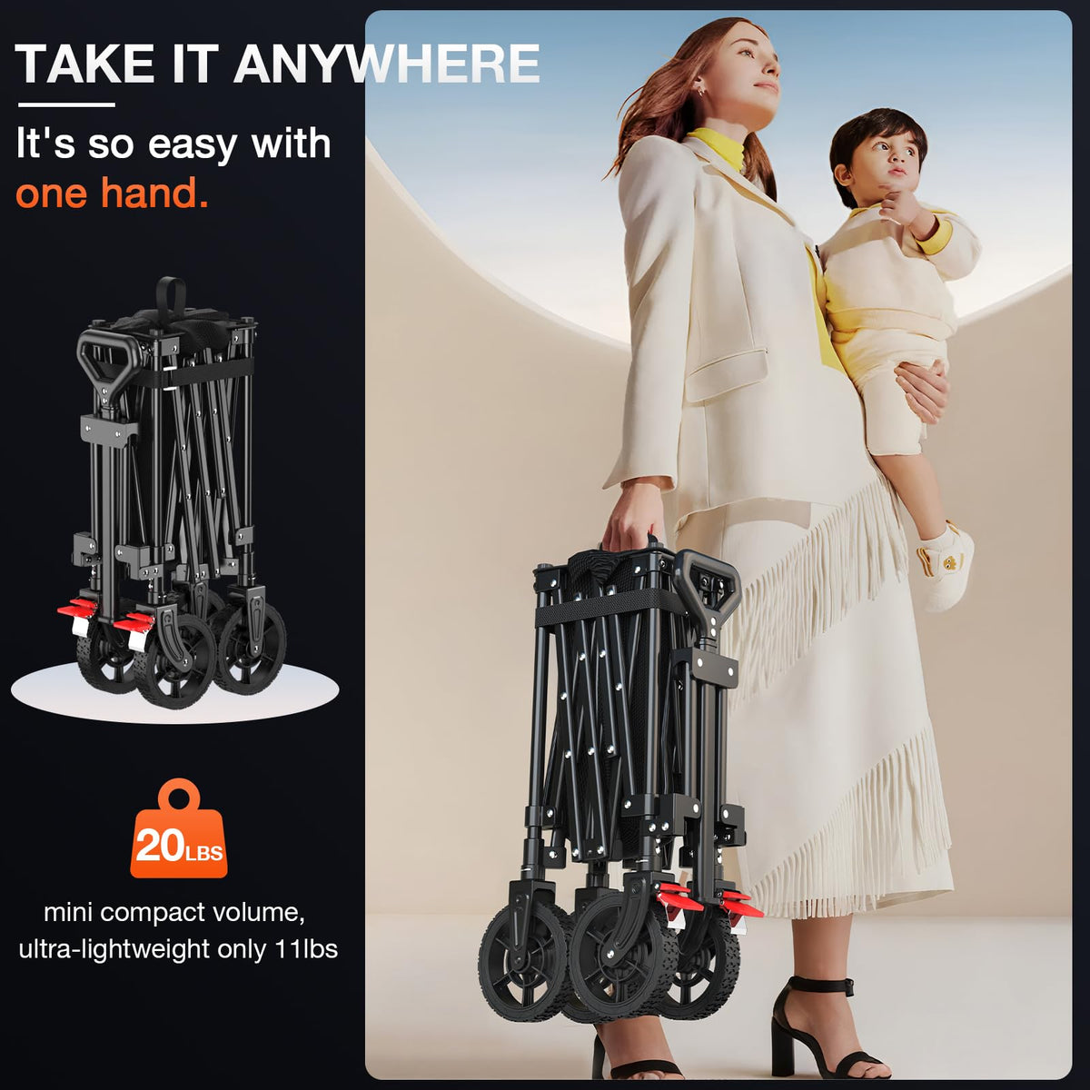 Geamen heavy-duty wagon supports up to 330lbs of gear.
