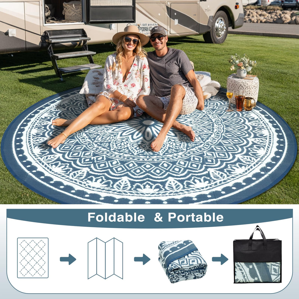 Geanlod easy-clean outdoor mat, wipe or hose and air-dry.
