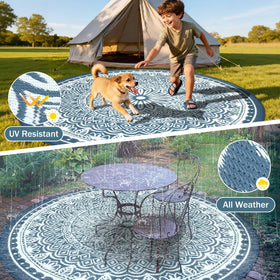 Geanlod foldable rug with fold lines for compact storage.