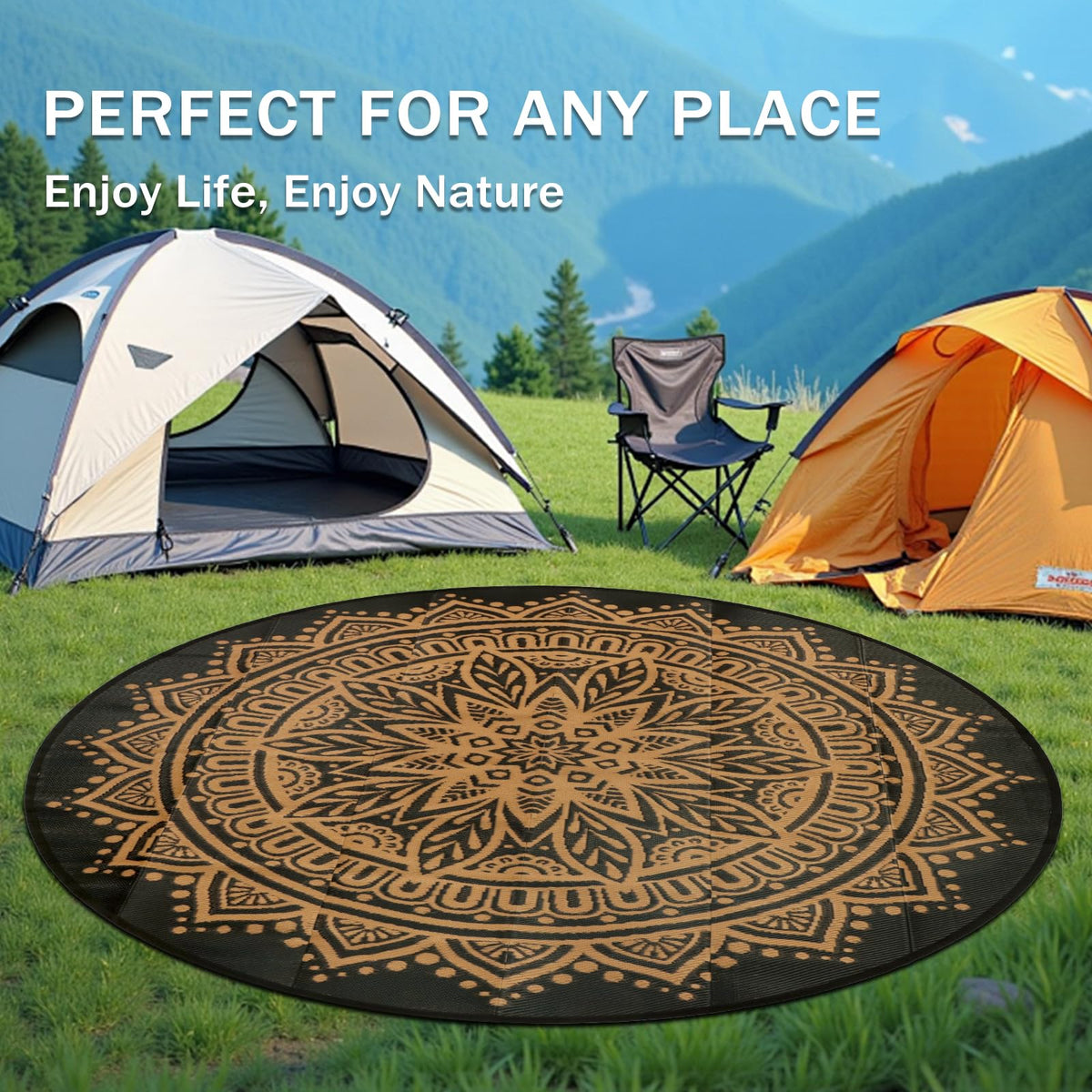 Geanlod lightweight RV camping mat ideal for portable setups.