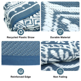 Geanlod waterproof patio mat with carry bag, ideal for quick setup and travel.