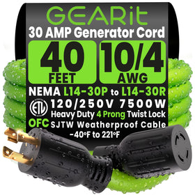GEARit 30 Amp cord with L14-30P to L14-30R twist-lock for secure outdoor power