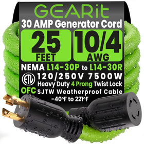 GEARit 30 Amp L14-30P plug with secure twist-lock connection for outages