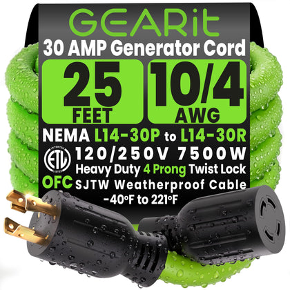 GEARit 30 Amp L14-30P plug with secure twist-lock connection for outages