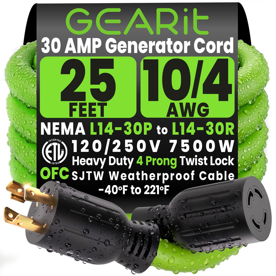 GEARit 30 Amp L14-30P plug with secure twist-lock connection for outages
