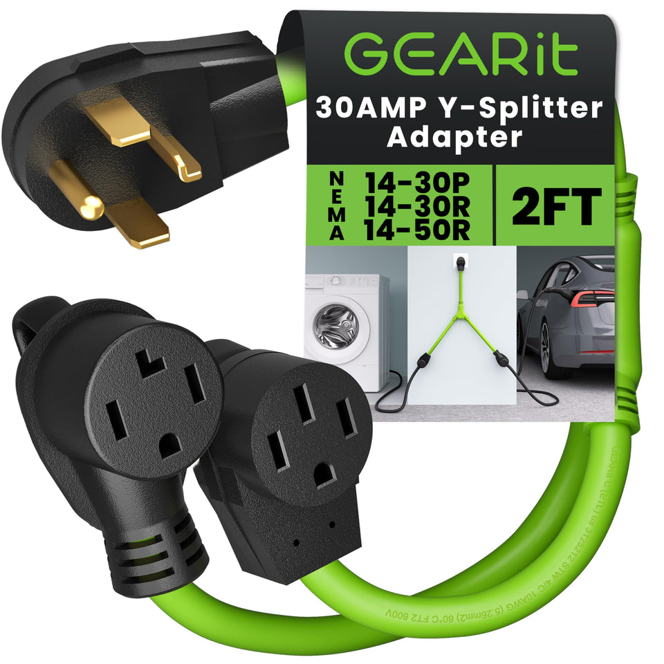 GEARit 30A four-prong splitter image showing outlet setup for versatile home power distribution