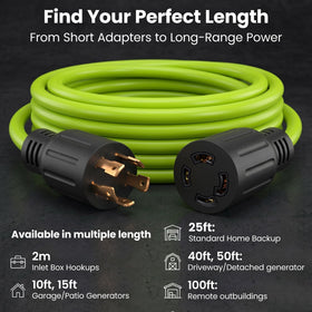 GEARit 50 ft outdoor SJTW-coated generator cord for extended reach