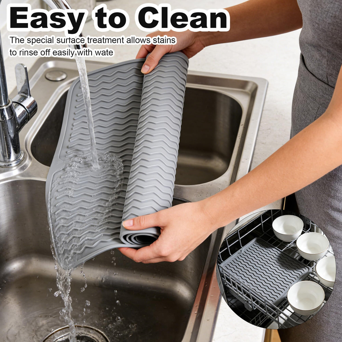 Geban flexible silicone rollable mat stores compactly when space is tight.
