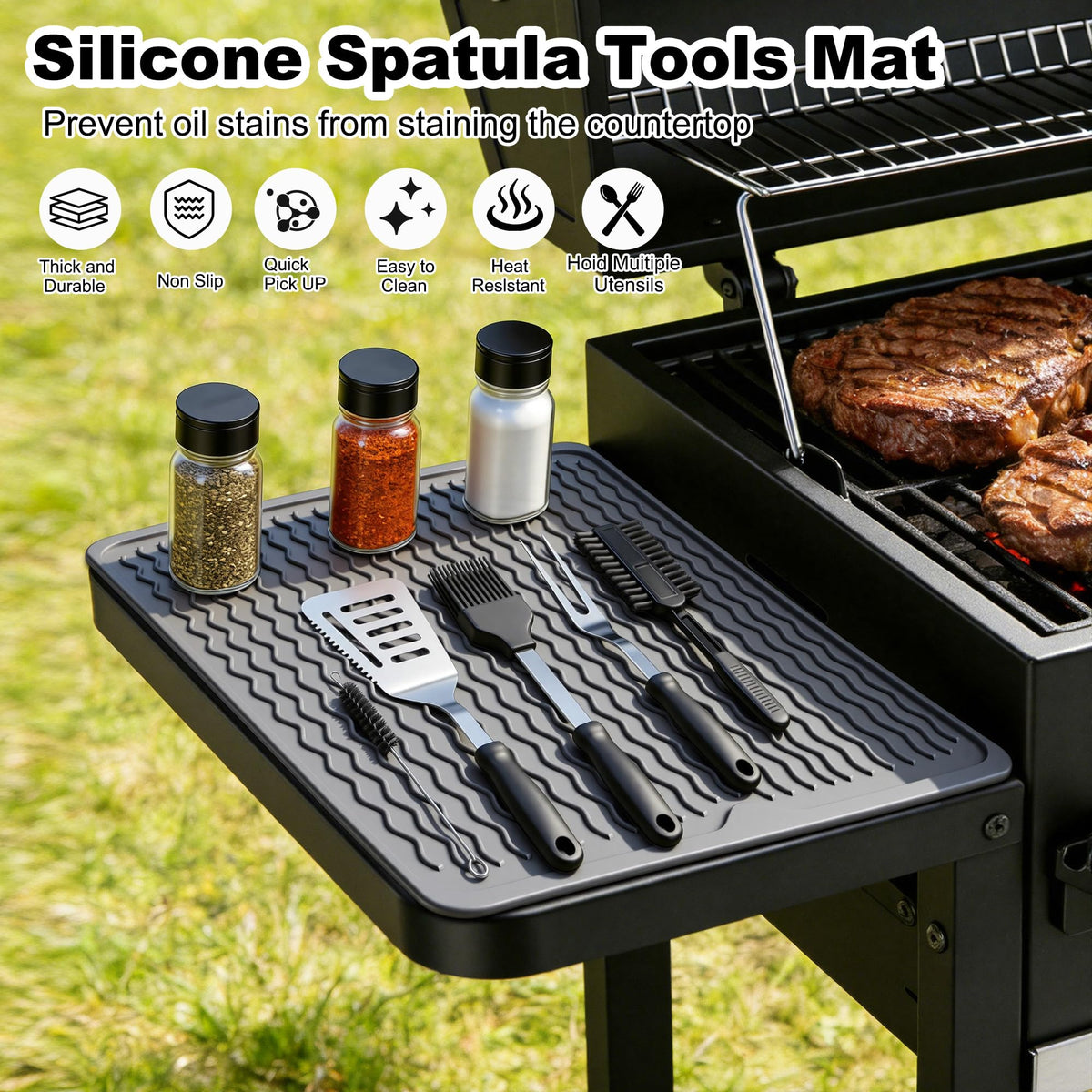 Geban heat-resistant mat protects countertops up to 450°F during cooking.