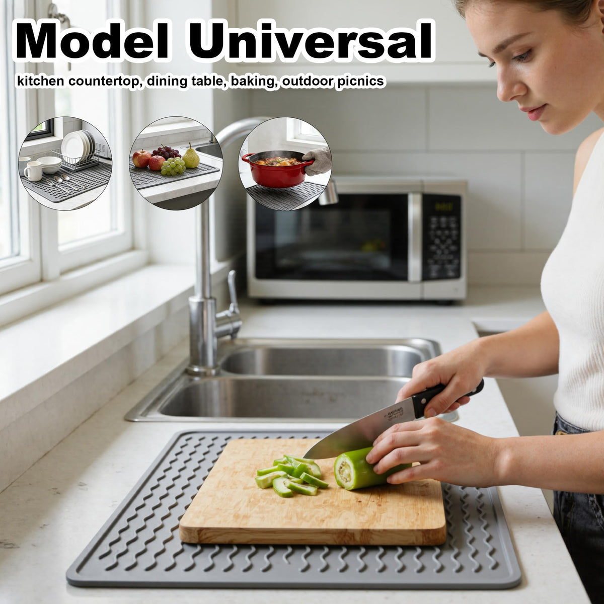 Geban orange silicone mat protects grill rests while you multitask cooking.