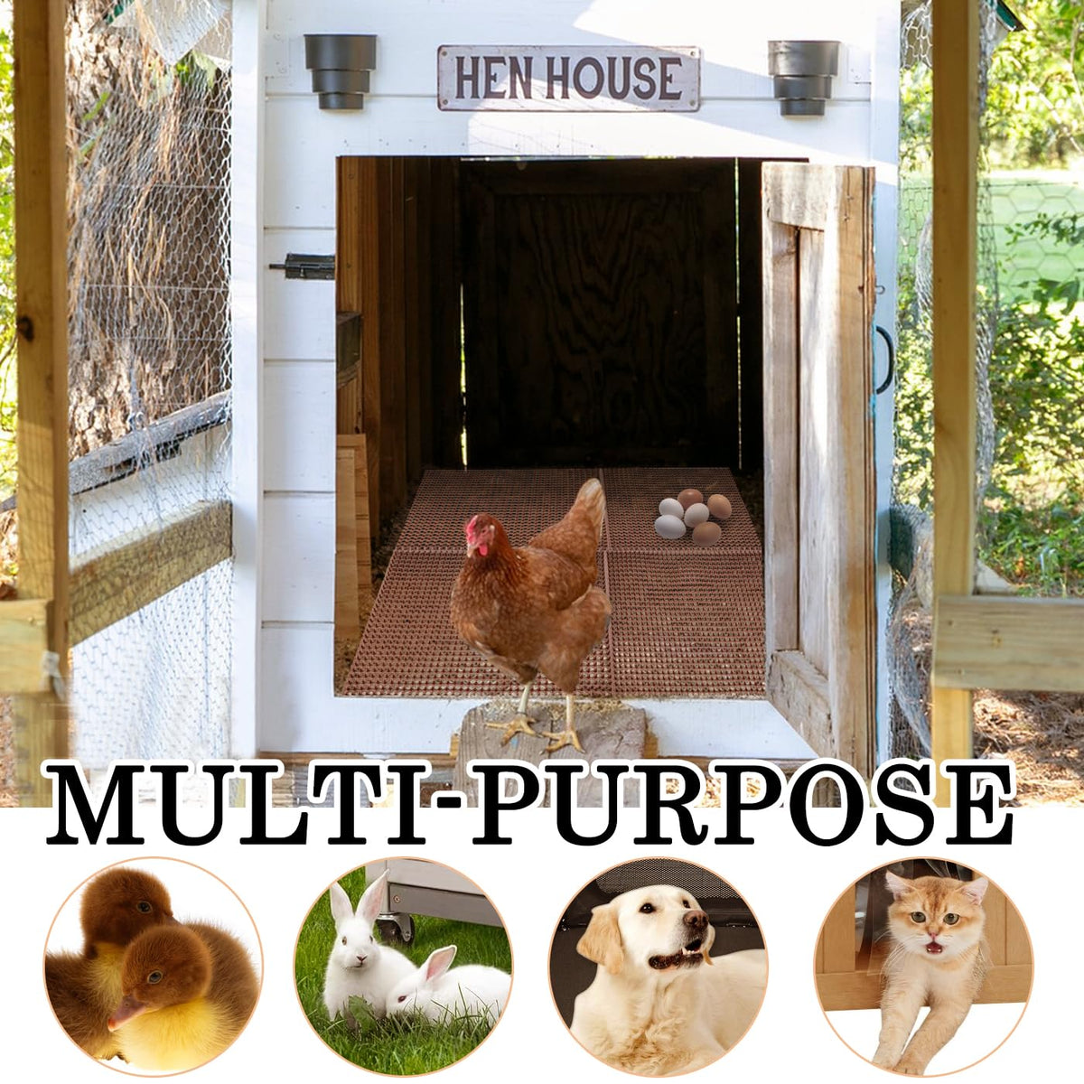 Gebena cut-and-connect nesting pads aligned to fit a custom coop shape.