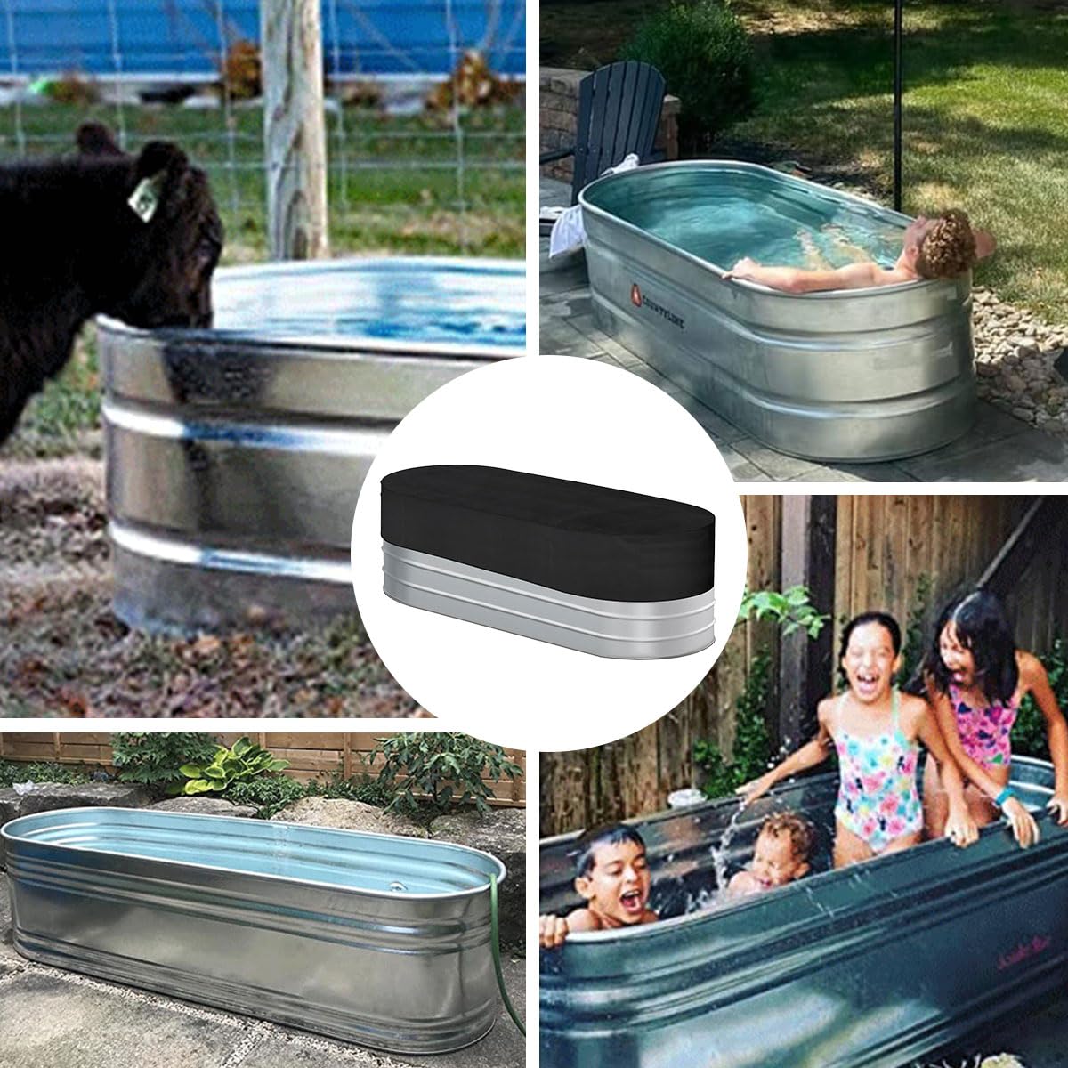 Gecic stock tank waterproof cover with drawstrings keeps water clean