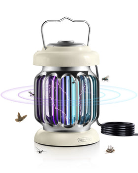 GeckoMan Hybrid Spectrum bug zapper outdoors attracting multiple pests.