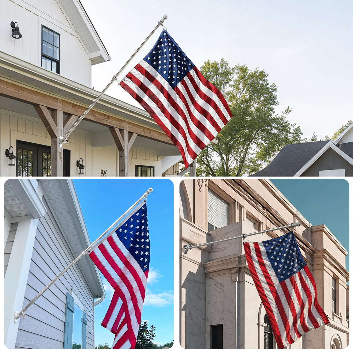 Geek Cheers adjustable flagpole range from 1.3 to 6 ft for various flags.