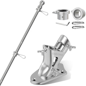 Geek Cheers flag pole kit wall mount bracket shows sturdy stainless steel support for outdoor display.