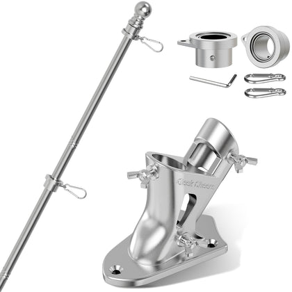 Geek Cheers flag pole kit wall mount bracket shows sturdy stainless steel support for outdoor display.