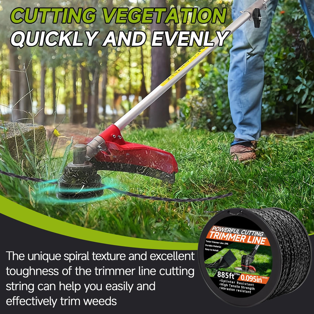 GeekNi 0.095 in long spool supports extended use and fewer reloads.