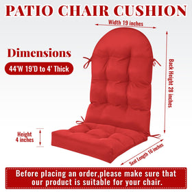Geelin high-back Adirondack cushion in red for extra support