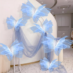 Geelin blue gauze butterfly 19in provides soft, dreamy backdrop decor