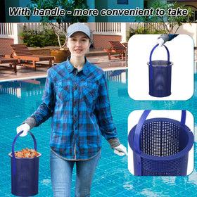 Geelin blue pool basket captures leaves and debris efficiently