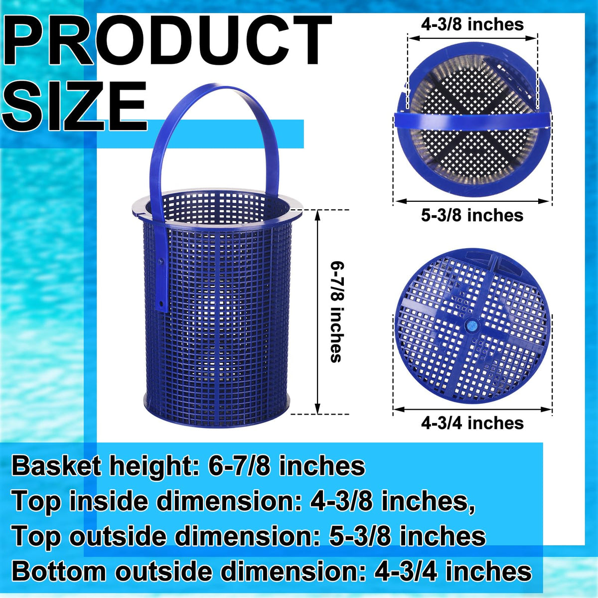 Geelin blue pool basket side view for easy installation and removal