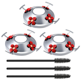 Geelin hummingbird top-cover metal silver with four perches and four ports for multi-bird feeding.