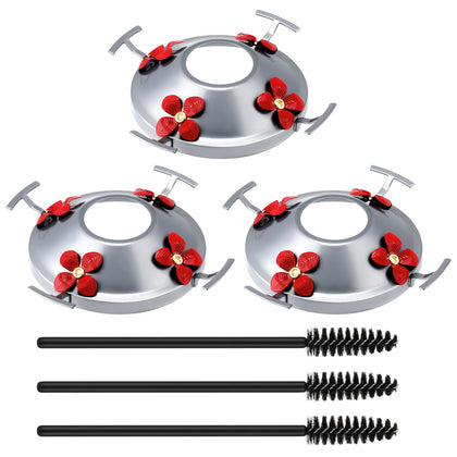 Geelin hummingbird top-cover metal silver with four perches and four ports for multi-bird feeding.