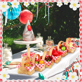 Geelin mini basket used to serve fruit and small snacks at a table