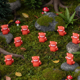 Geelin mini red panda figurines ideal for fairy gardens and dioramas.