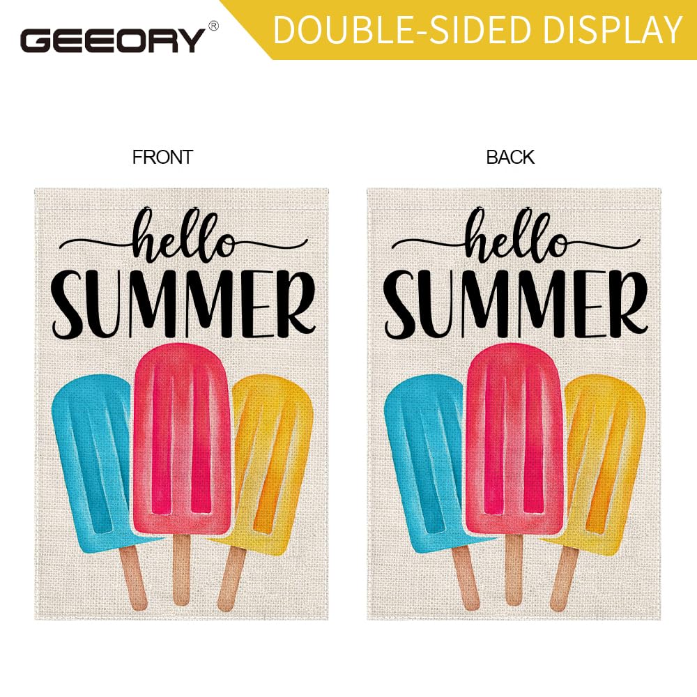 GEEORY Hello Summer flag fade-resistant colors stay bright in sun