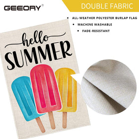 GEEORY Hello Summer flag installation with top sleeve fits standard poles