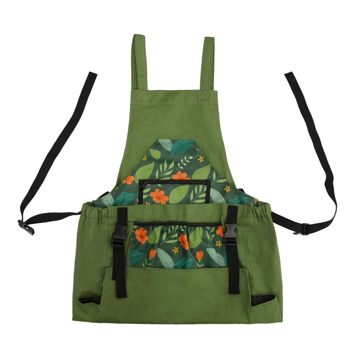GeerDuo green garden apron blends with outdoor gear for yard tasks.