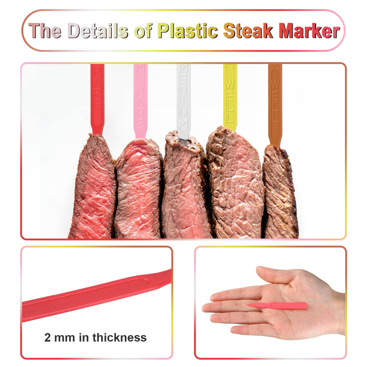 Geetery steak marker medium color cue for even service