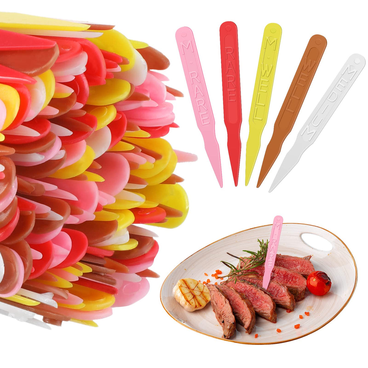 Geetery steak marker rare color cue for precise doneness at grill