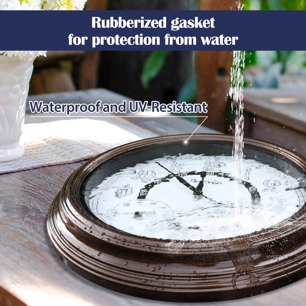 Geevon outdoor clock with light sensor for automatic backlight at dusk.
