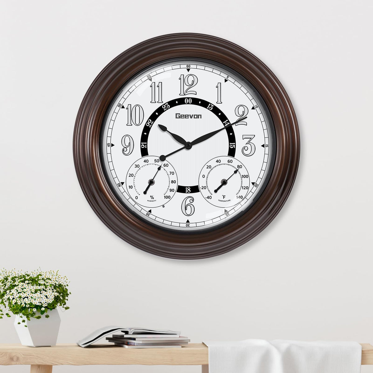 Geevon illuminated clock provides clear numerals visible from a distance.