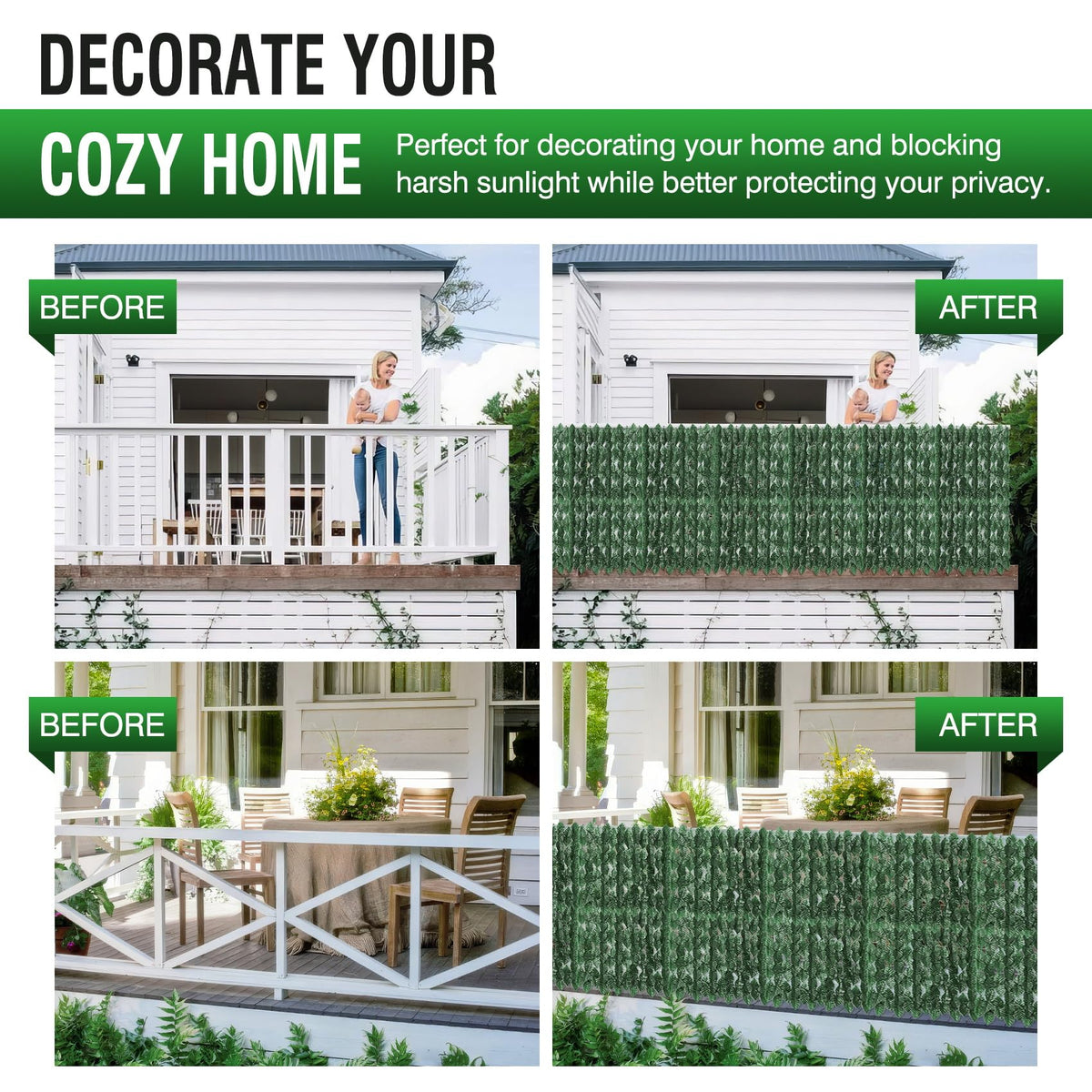GEIGUIWA weather-resistant ivy fence withstands sun and moisture for long-lasting decor.