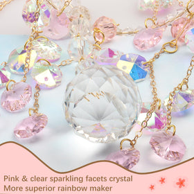 Geili pink crystal wind chime for outdoors adds decorative sparkle