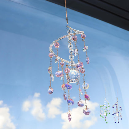 Geili pink spiral crystal suncatcher enhances windows with shimmering rainbows