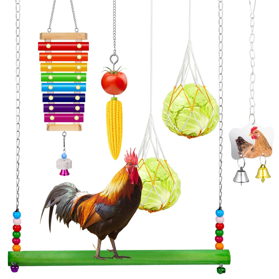 Gejoy chicken swing in coop promotes playful exercise and bonding